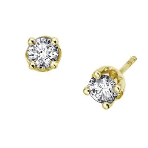 14K Yellow Gold (0.05ct - 0.50ct) Diamond Stud Earrings