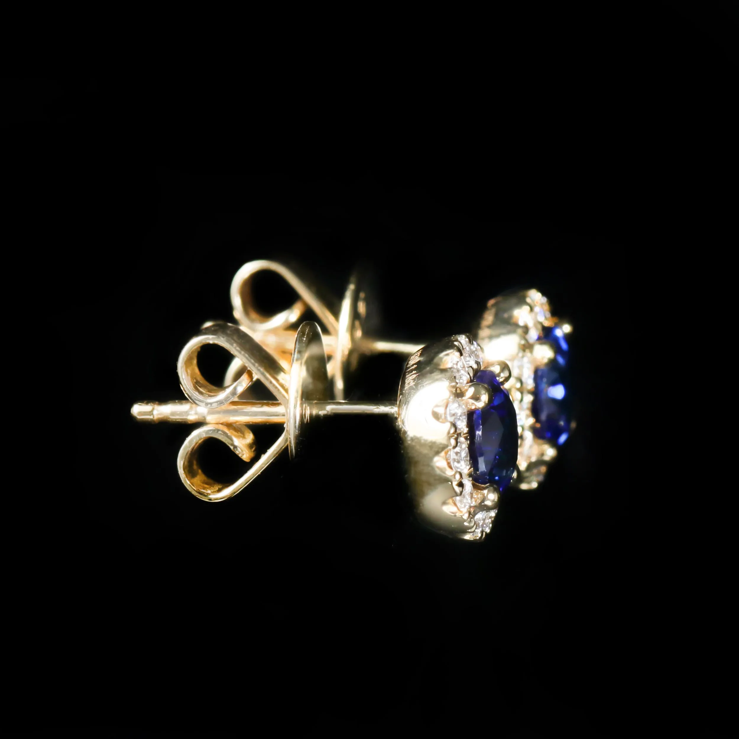 14K Yellow Gold 1.18 CTW Sapphire and Diamond Stud Earrings