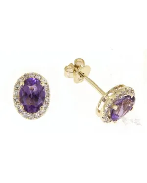 14k Yellow Gold 1.44cttw Amethyst & .27cttw Diamond Earrings