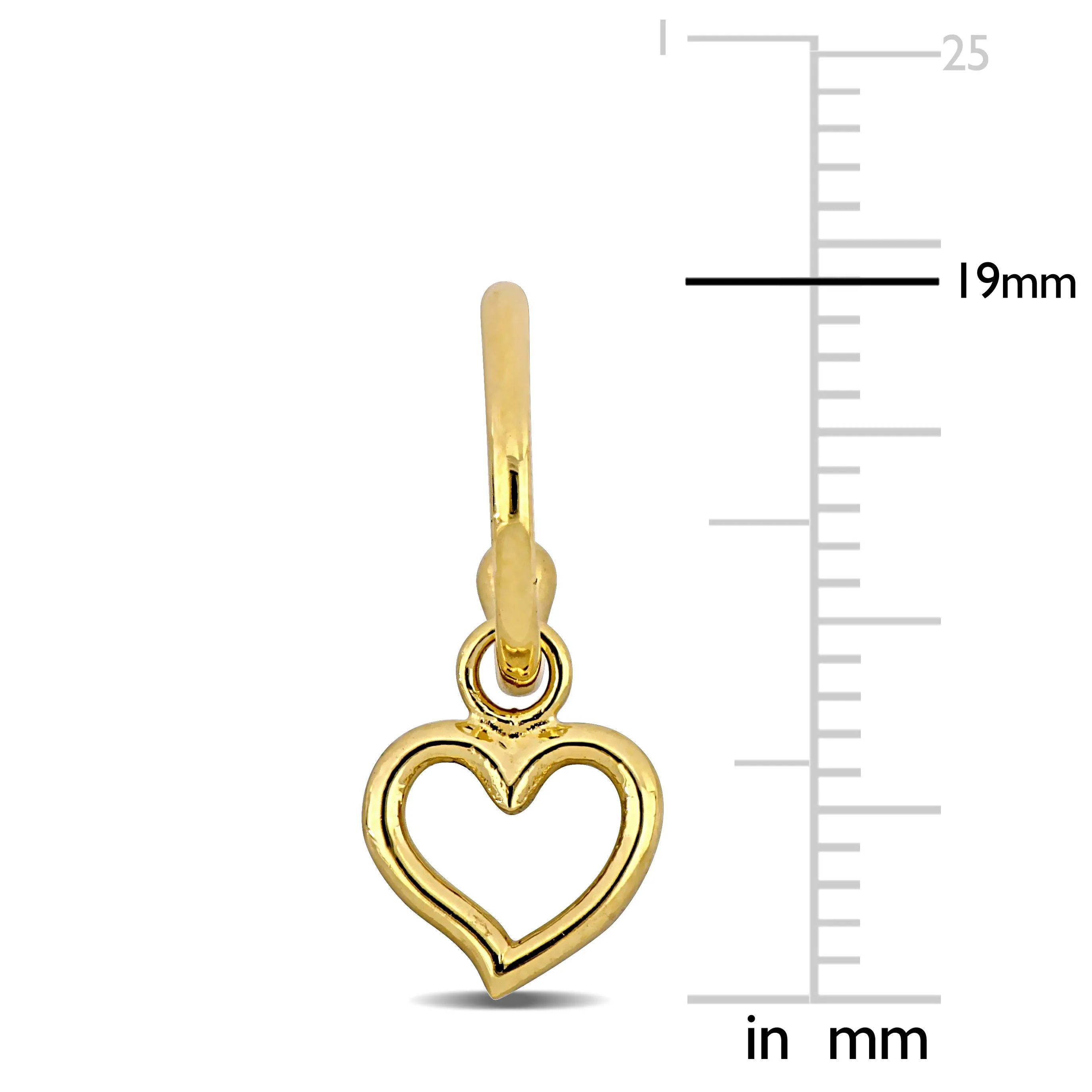14K Yellow Gold Hoop With Heart Earrings