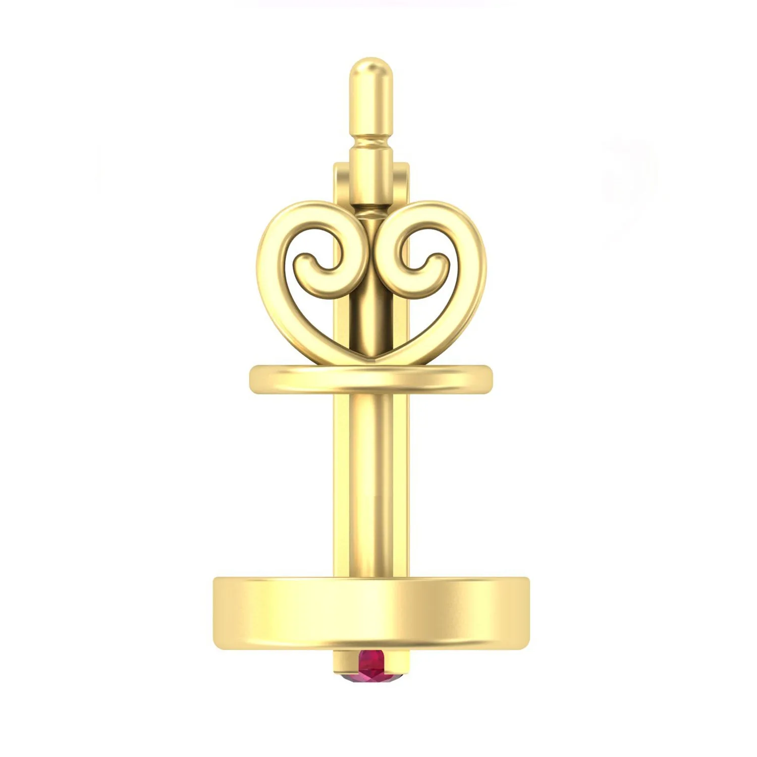 14K Yellow Gold Prong Ruby Pave Diamond Designer Hoop Earrings