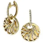 14K Yellow Mother of Pearl and Natural Diamond Dangle Earrings