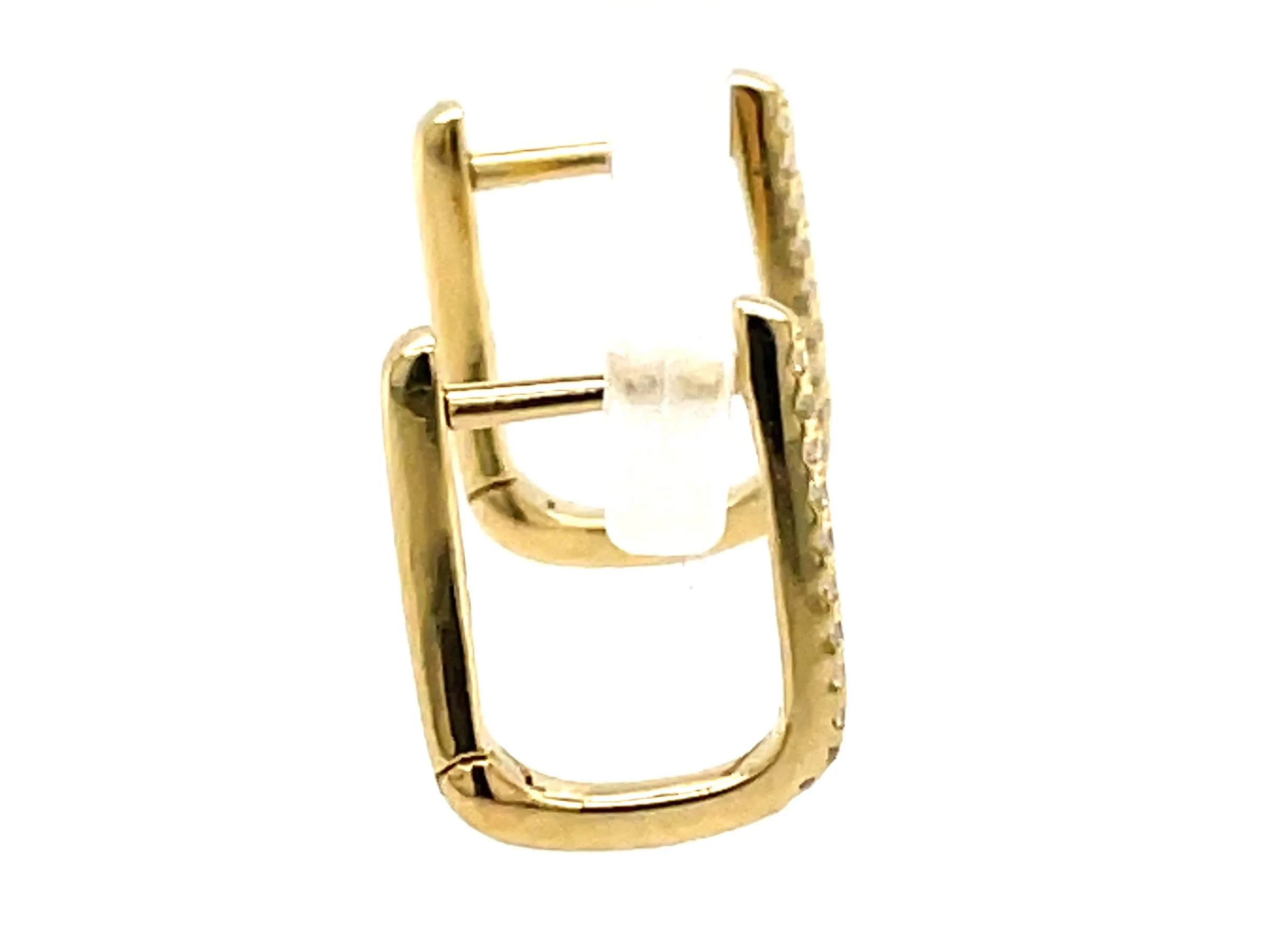 14K Yellow Natural Diamond Hoop Earrings
