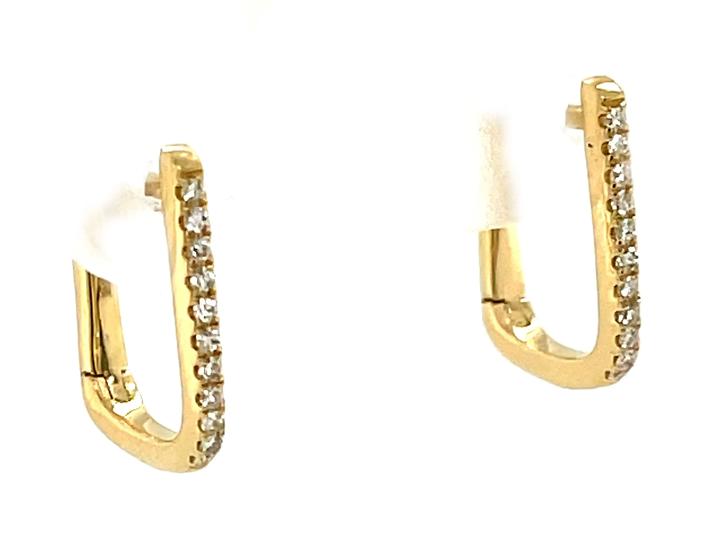 14K Yellow Natural Diamond Hoop Earrings