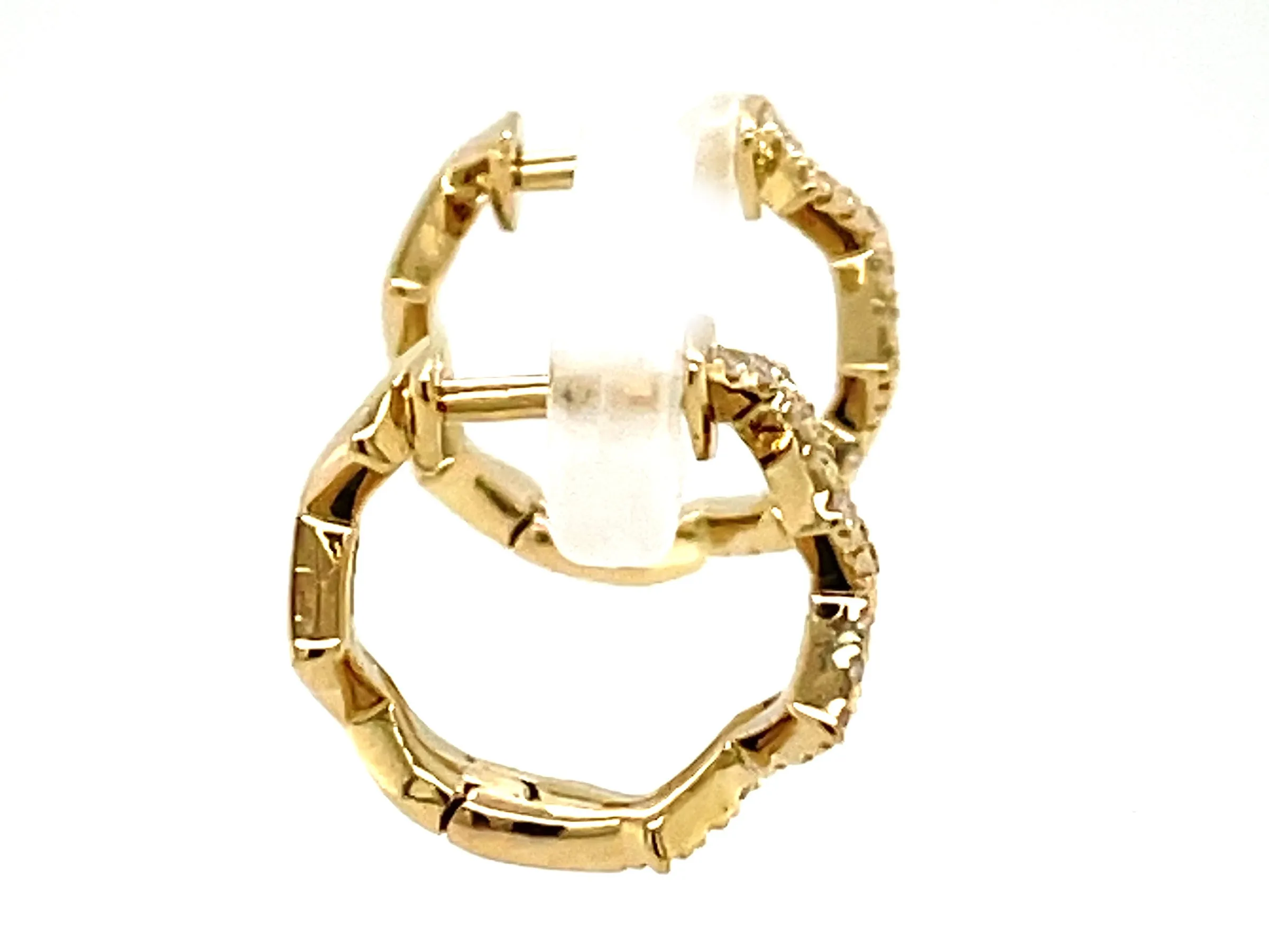 14K Yellow Natural Diamond Huggie Earrings