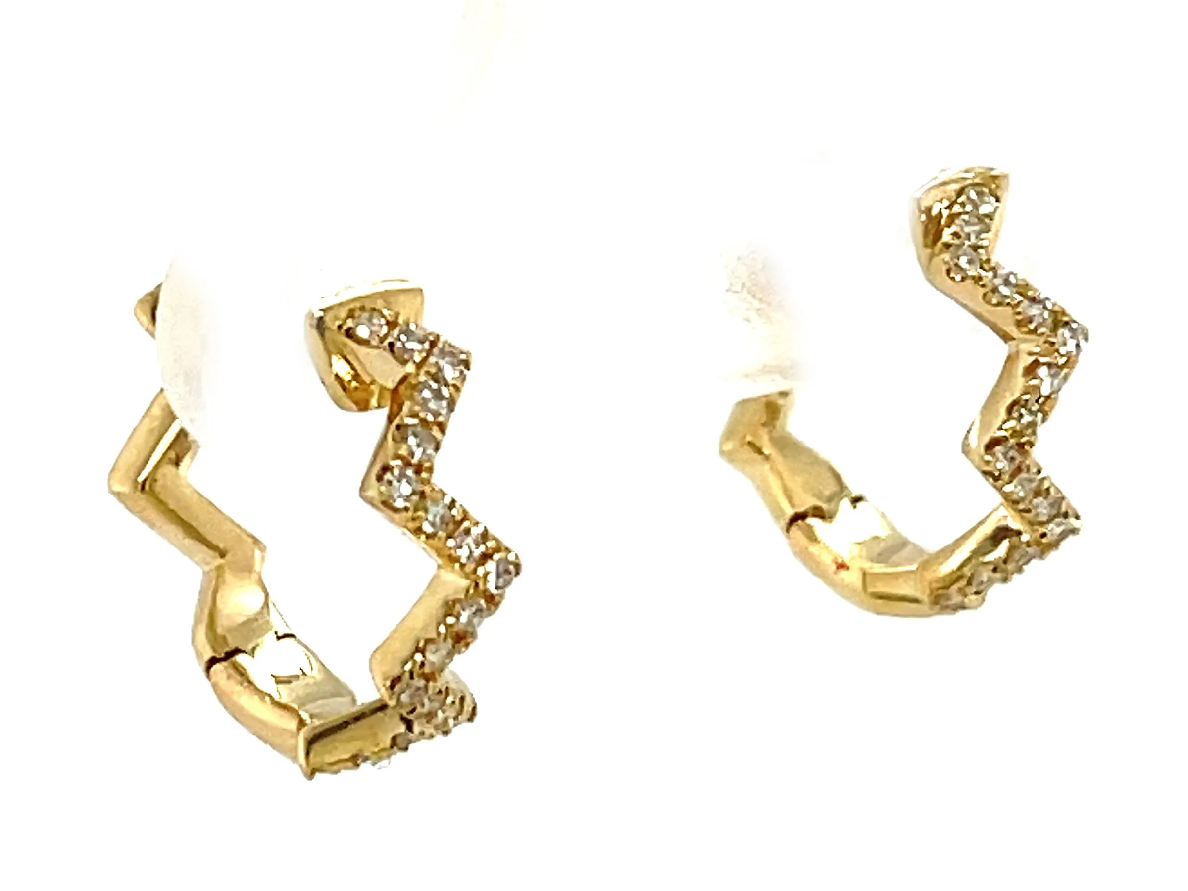 14K Yellow Natural Diamond Huggie Earrings