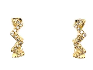 14K Yellow Natural Diamond Huggie Earrings