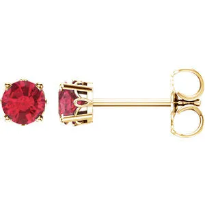 14K Yellow Ruby 4-Prong Scroll Setting® Stud Earrings