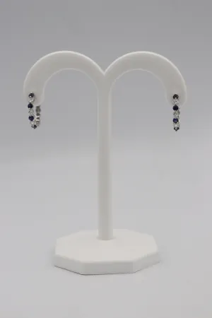14Karat White Gold Sapphire and Diamond Hoop Earrings