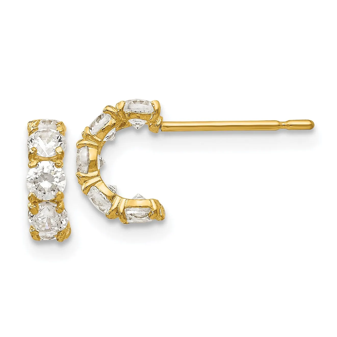 14KT Yellow Gold Cubic Zirconia 9X3MM Childrens Hoop Earrings