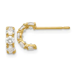 14KT Yellow Gold Cubic Zirconia 9X3MM Childrens Hoop Earrings