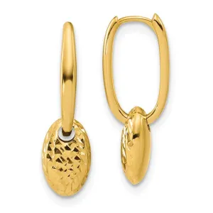 14KT Yellow Gold Oval Huggie Hoop Oval Bead Earrings