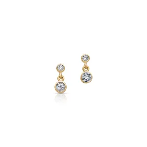 14KY 2 Stone Bezel Drops White Sapphire