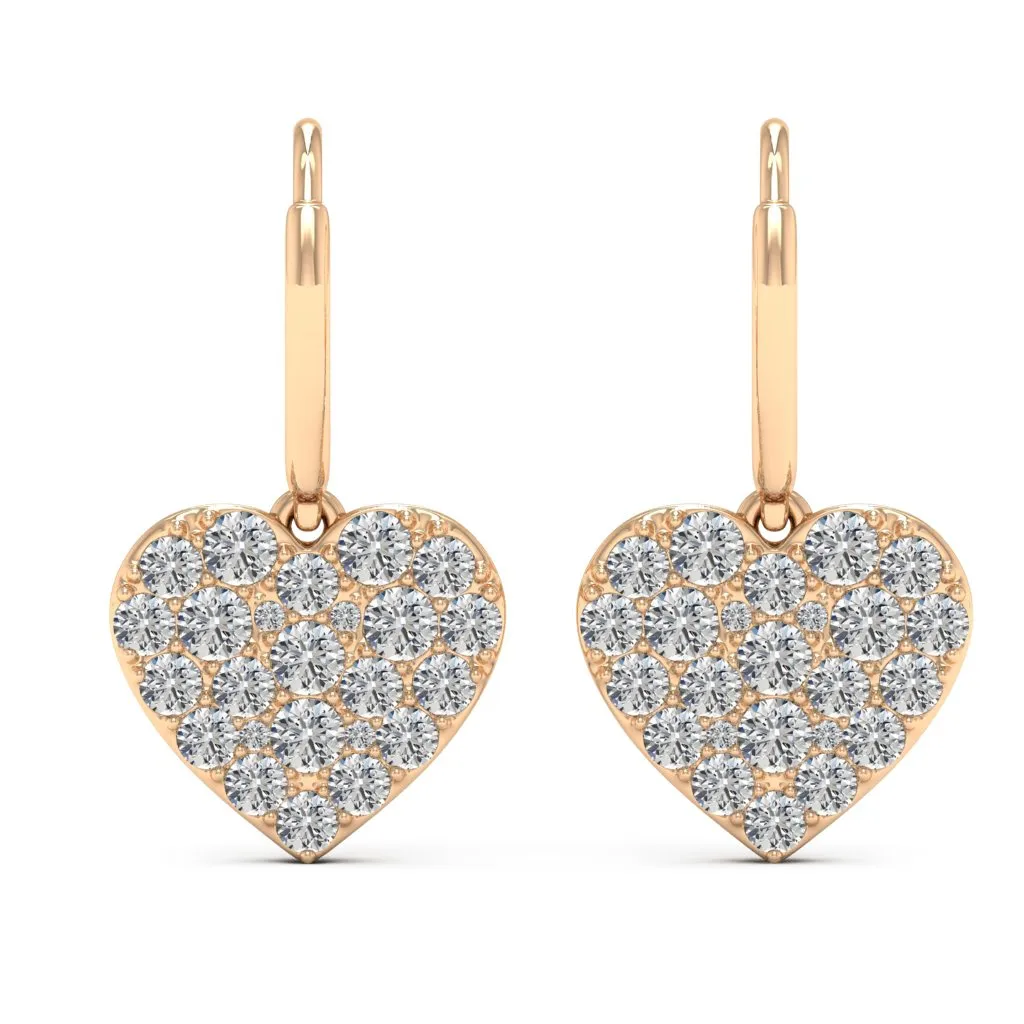 1.50 CTS DEW Moissanite Dangle Heart Earrings
