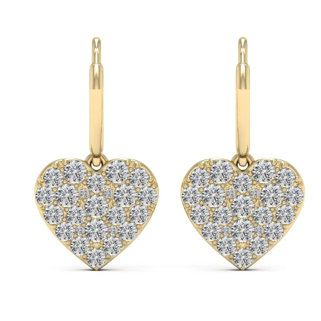 1.50 CTS DEW Moissanite Dangle Heart Earrings