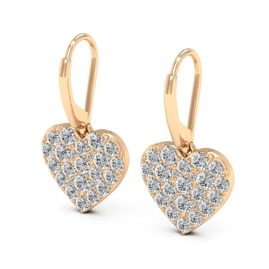 1.50 CTS DEW Moissanite Dangle Heart Earrings