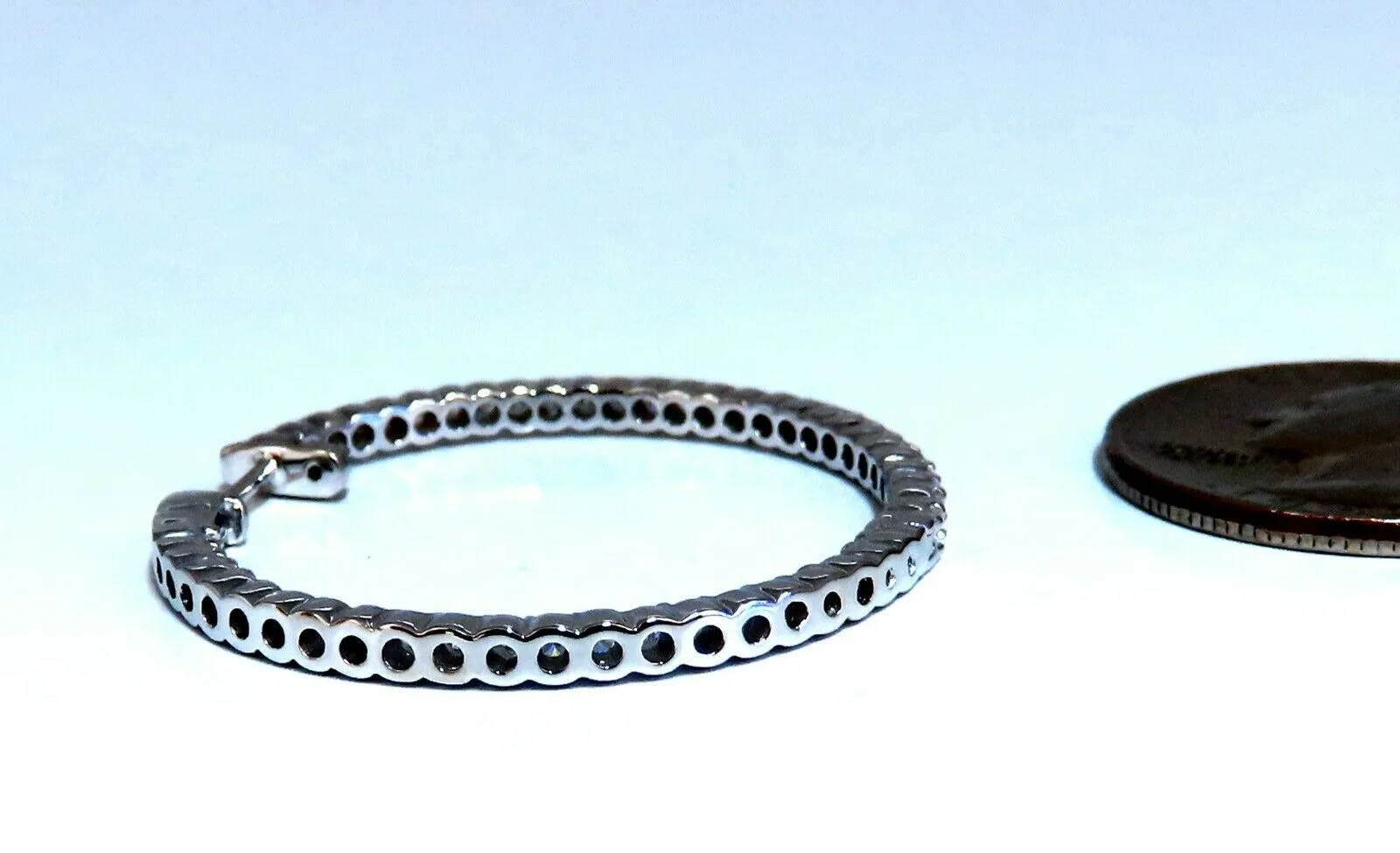 1.50ct Natural Diamond Hoop Earrings 14kt White Gold 1.35inch