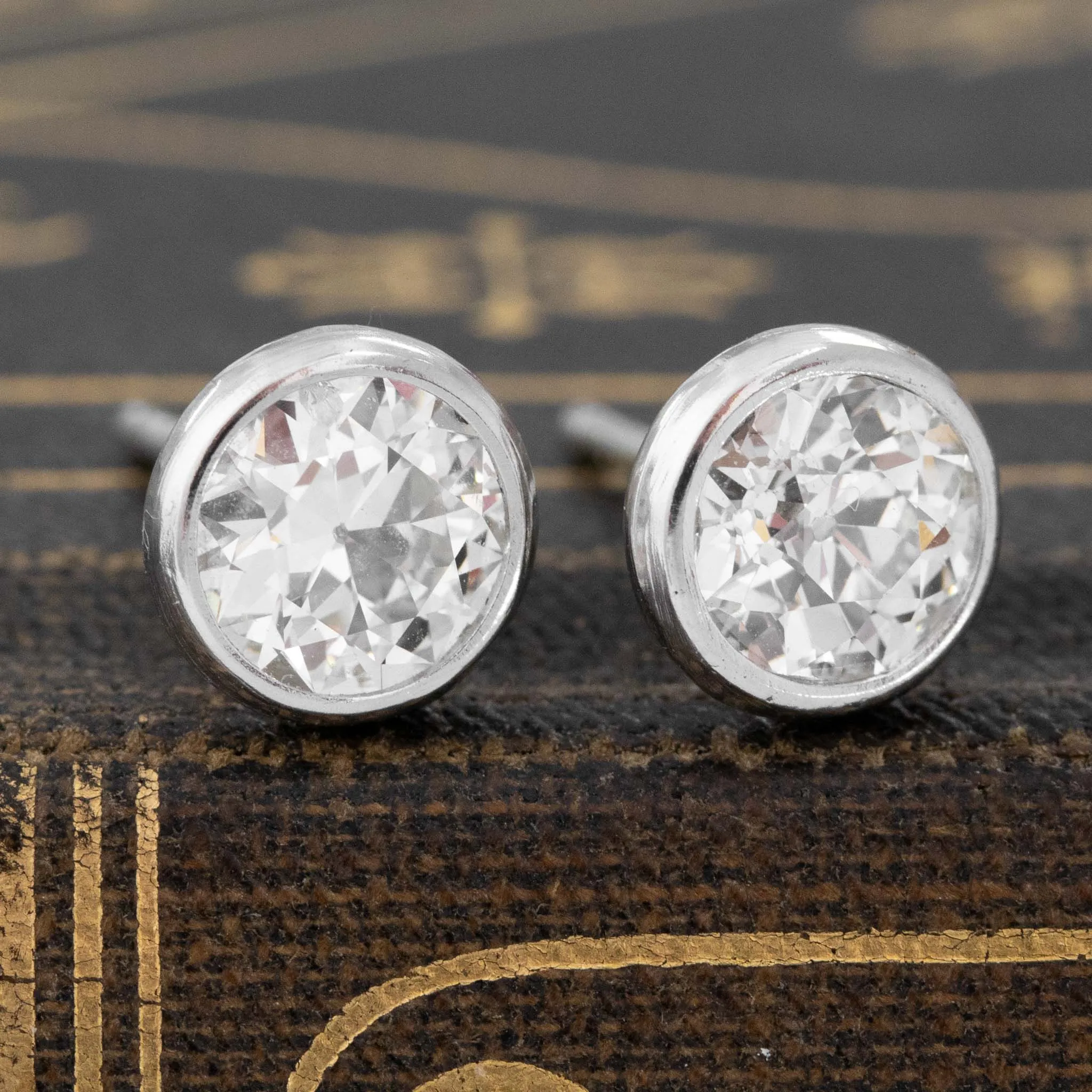 1.50ctw Old European Cut Diamond Stud Earrings