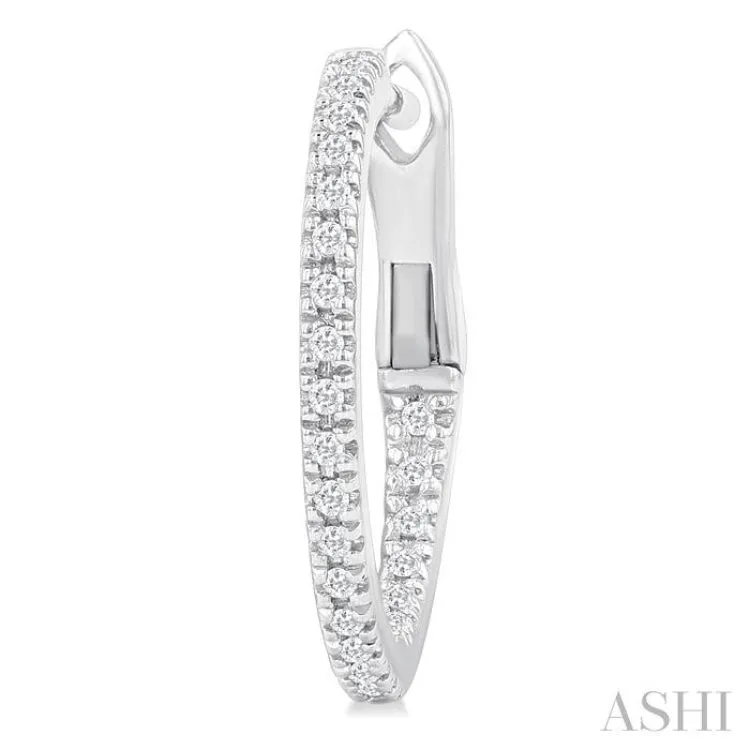 1/6 ctw Inside & Outside Round Cut Diamond Hoop Earring in 14K White Gold