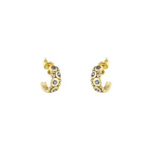 18 Karat Yellow Gold Candy Hoop earrings with Blue Sapphires and Diamonds
