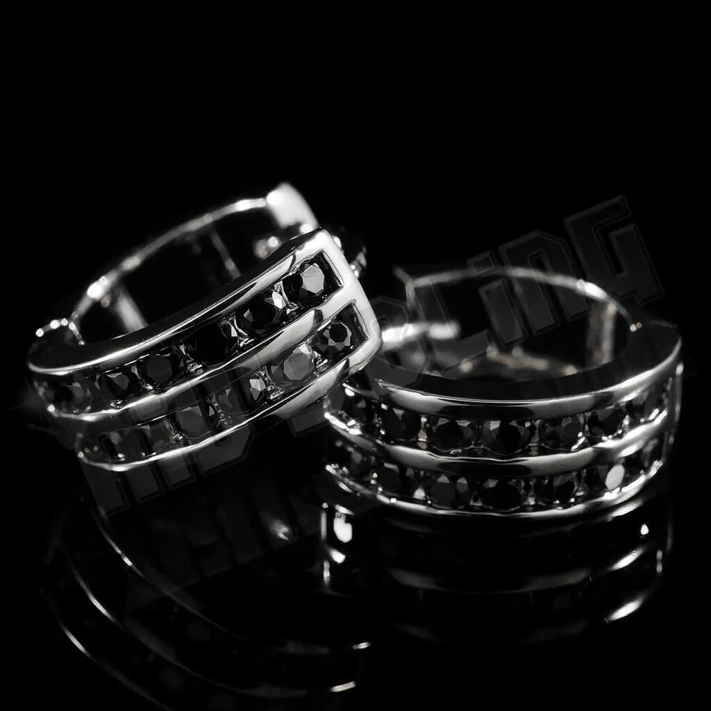 18k Black Gold Huggie Hoop Leverback Earrings