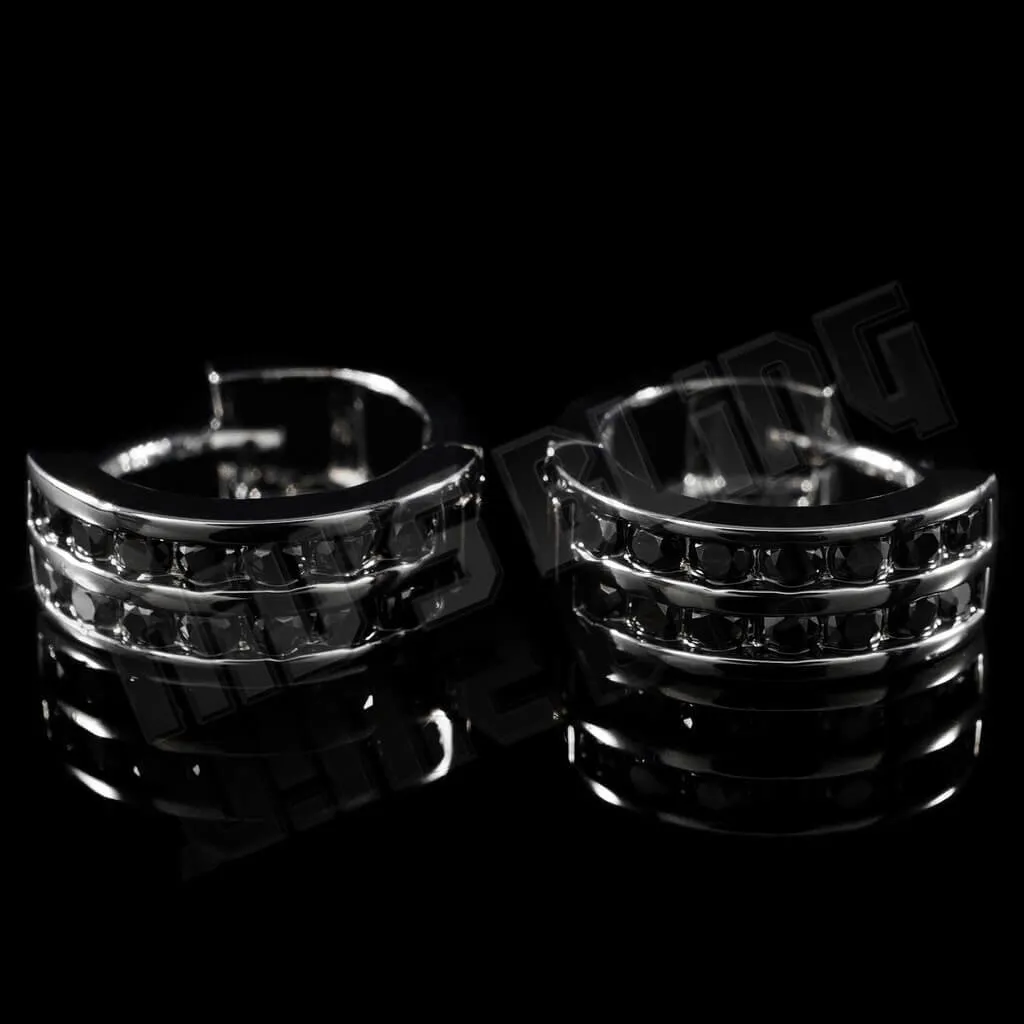 18k Black Gold Huggie Hoop Leverback Earrings