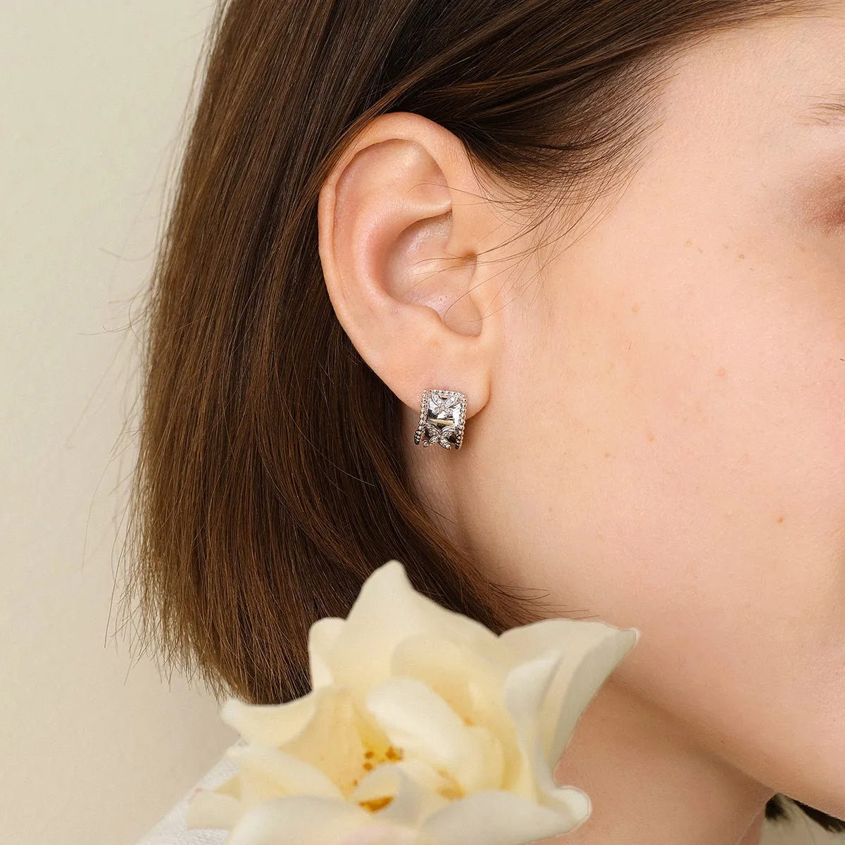 18K Gold Diamond Kaleidoscope Butterfly Stud Earrings