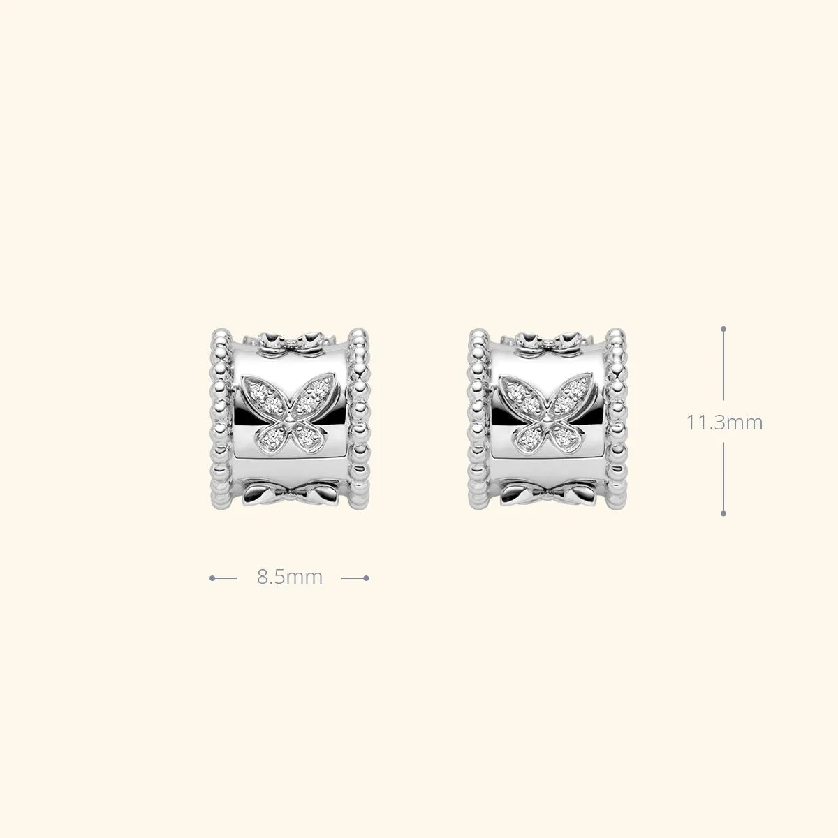 18K Gold Diamond Kaleidoscope Butterfly Stud Earrings