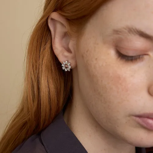 18K Gold Multi Shape Diamond Circle Earrings