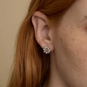 18K Gold Multi Shape Diamond Circle Earrings