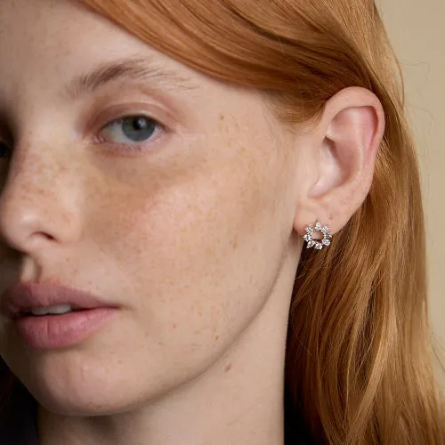 18K Gold Multi Shape Diamond Circle Earrings