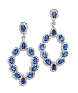 18K Sapphire and Diamond Dangle Earrings