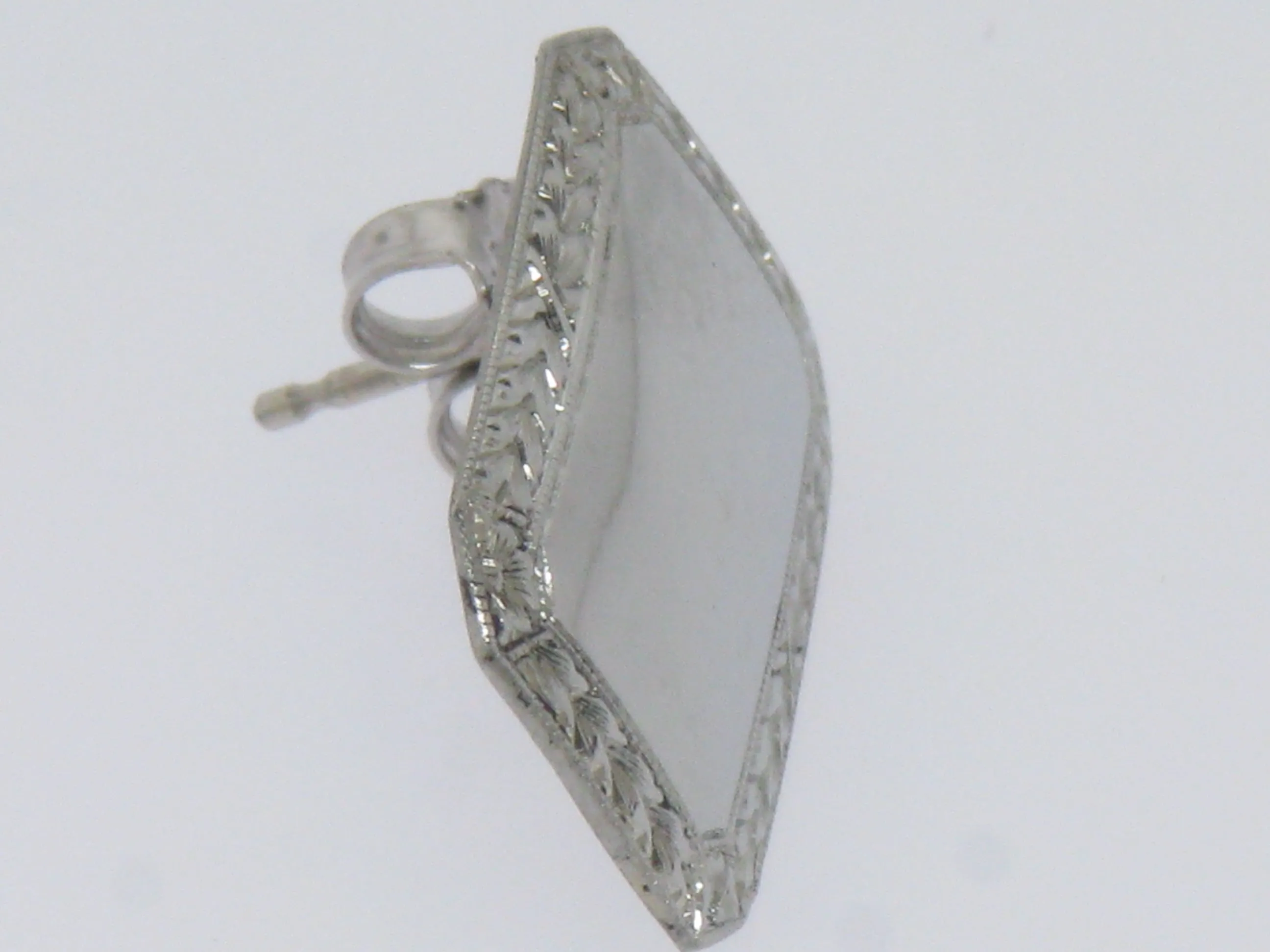 18K White Gold Converted Cuff Links Into Post-Back Earrings (Estate Jewelry)