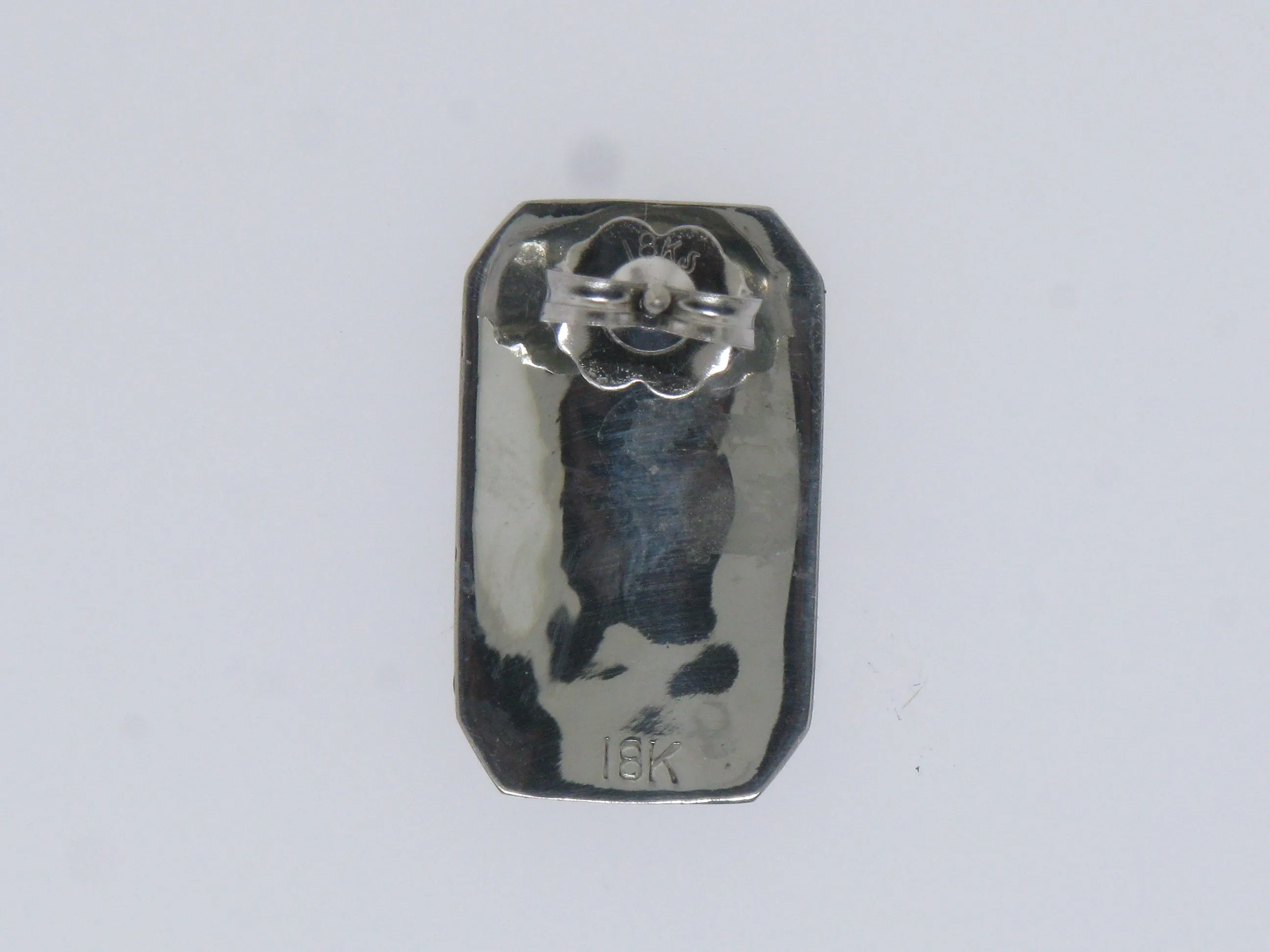 18K White Gold Converted Cuff Links Into Post-Back Earrings (Estate Jewelry)