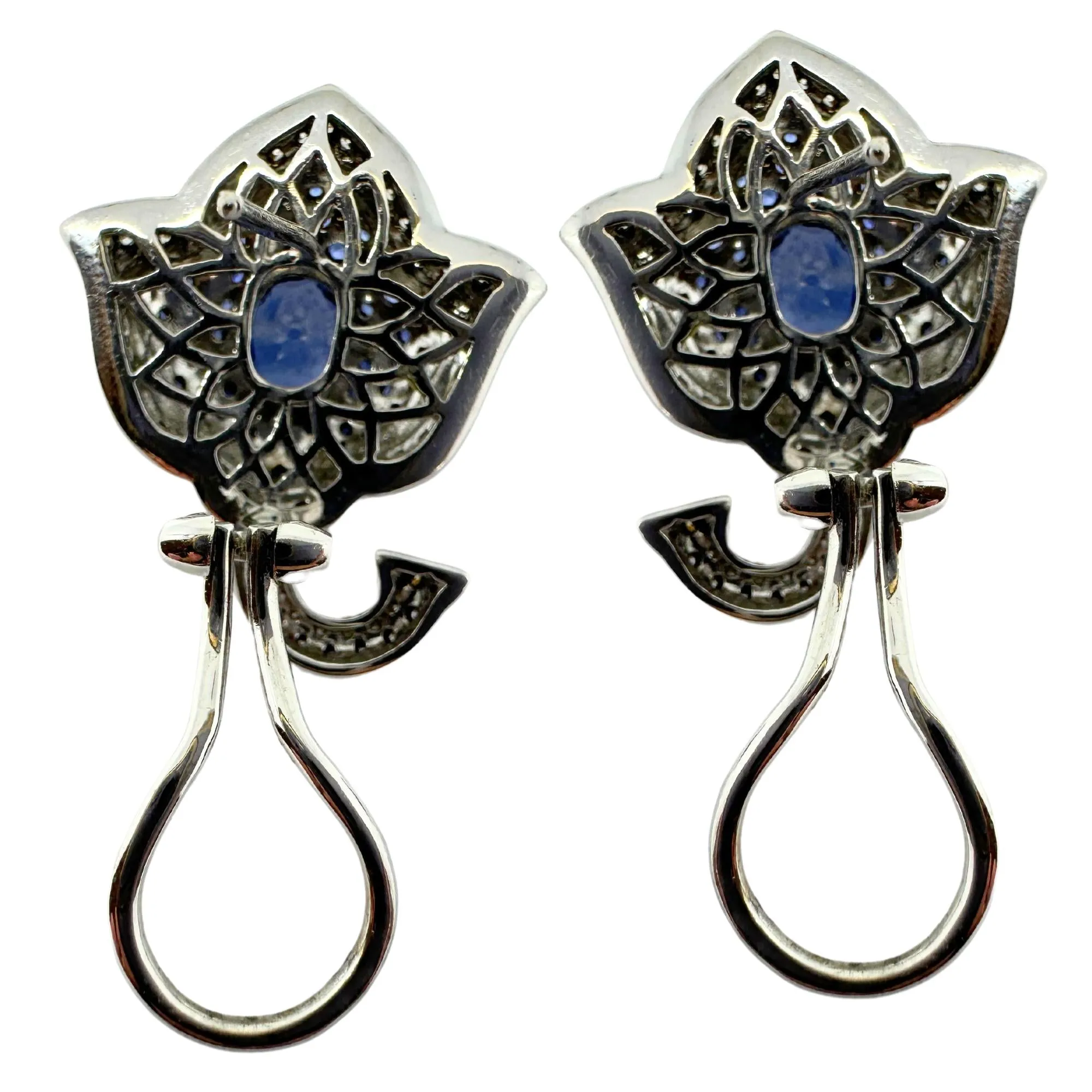 18k White Gold Diamond and Sapphire Earrings