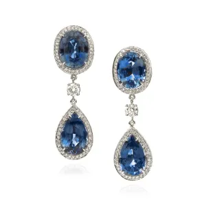 18K White Gold Earrings with Blue Sapphires