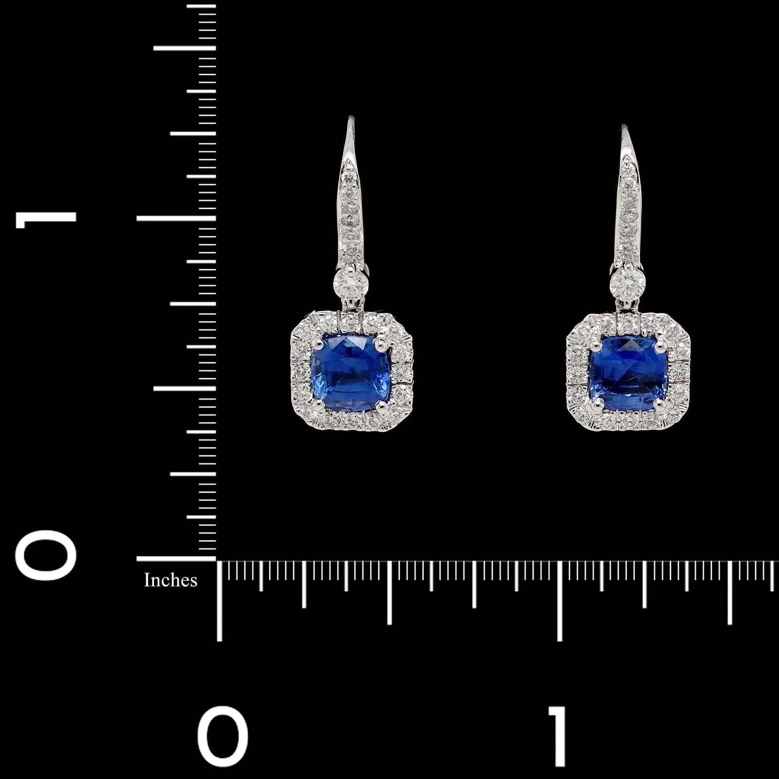 18K White Gold Estate Sapphire and Diamond Earrings