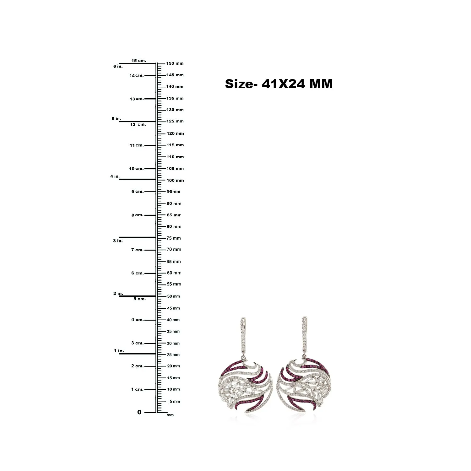 18K White Gold Pave Pink Sapphire Prong Uncut Diamond Cluster Earrings