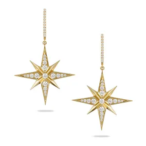 18K Yellow Natural Diamond Dangle Earrings