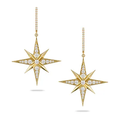 18K Yellow Natural Diamond Dangle Earrings