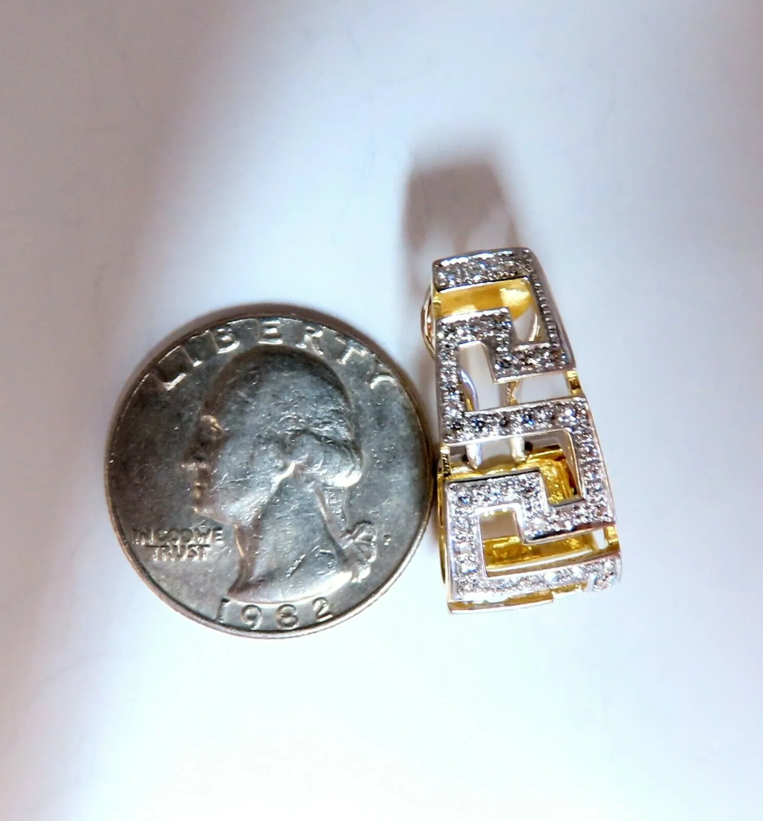 18kt Endless Greek Symbolic Bead set 1.20ct diamonds clip earrings