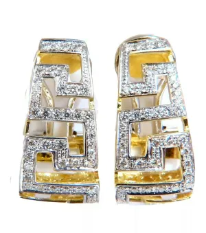 18kt Endless Greek Symbolic Bead set 1.20ct diamonds clip earrings