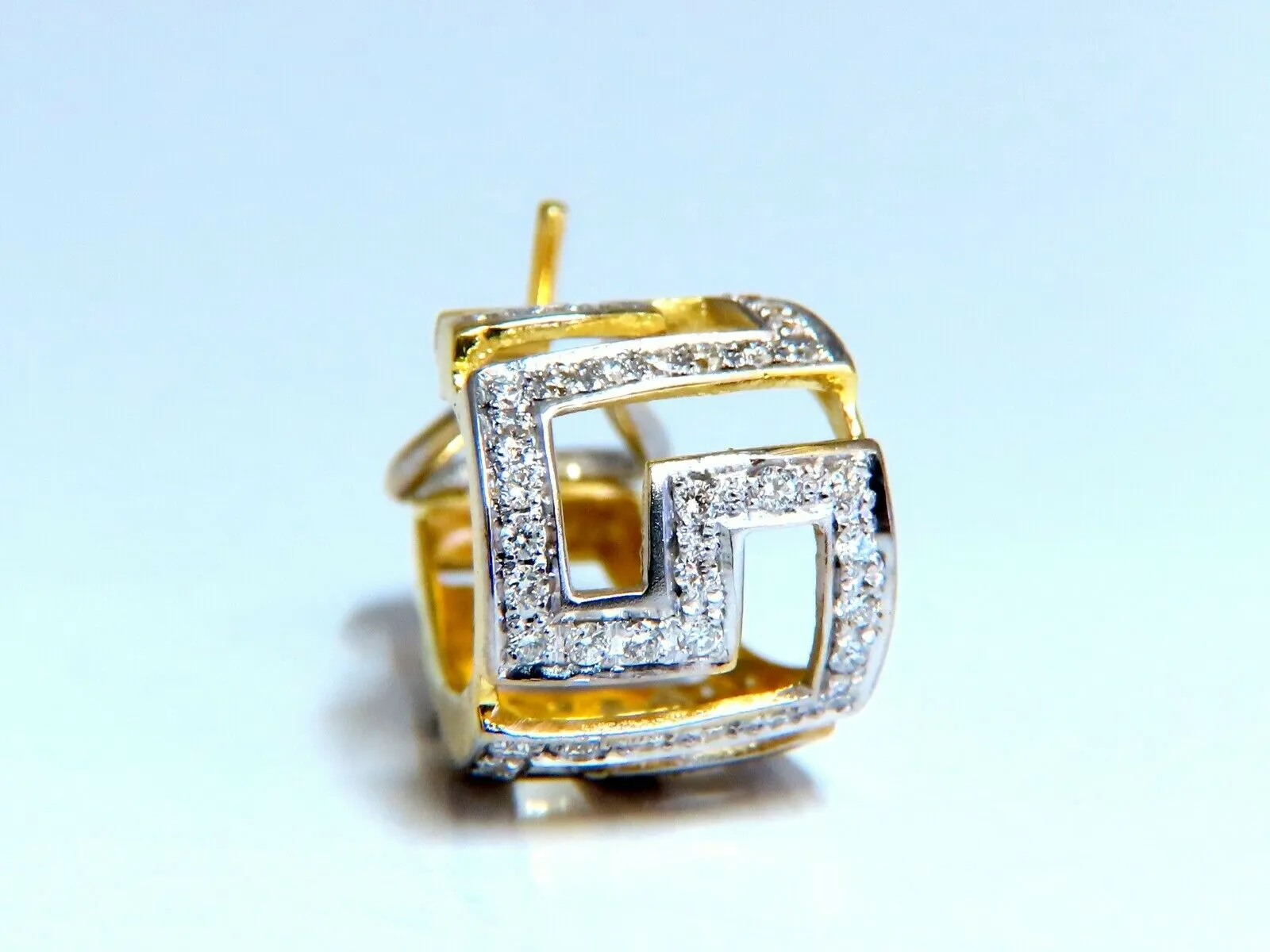 18kt Endless Greek Symbolic Bead set 1.20ct diamonds clip earrings