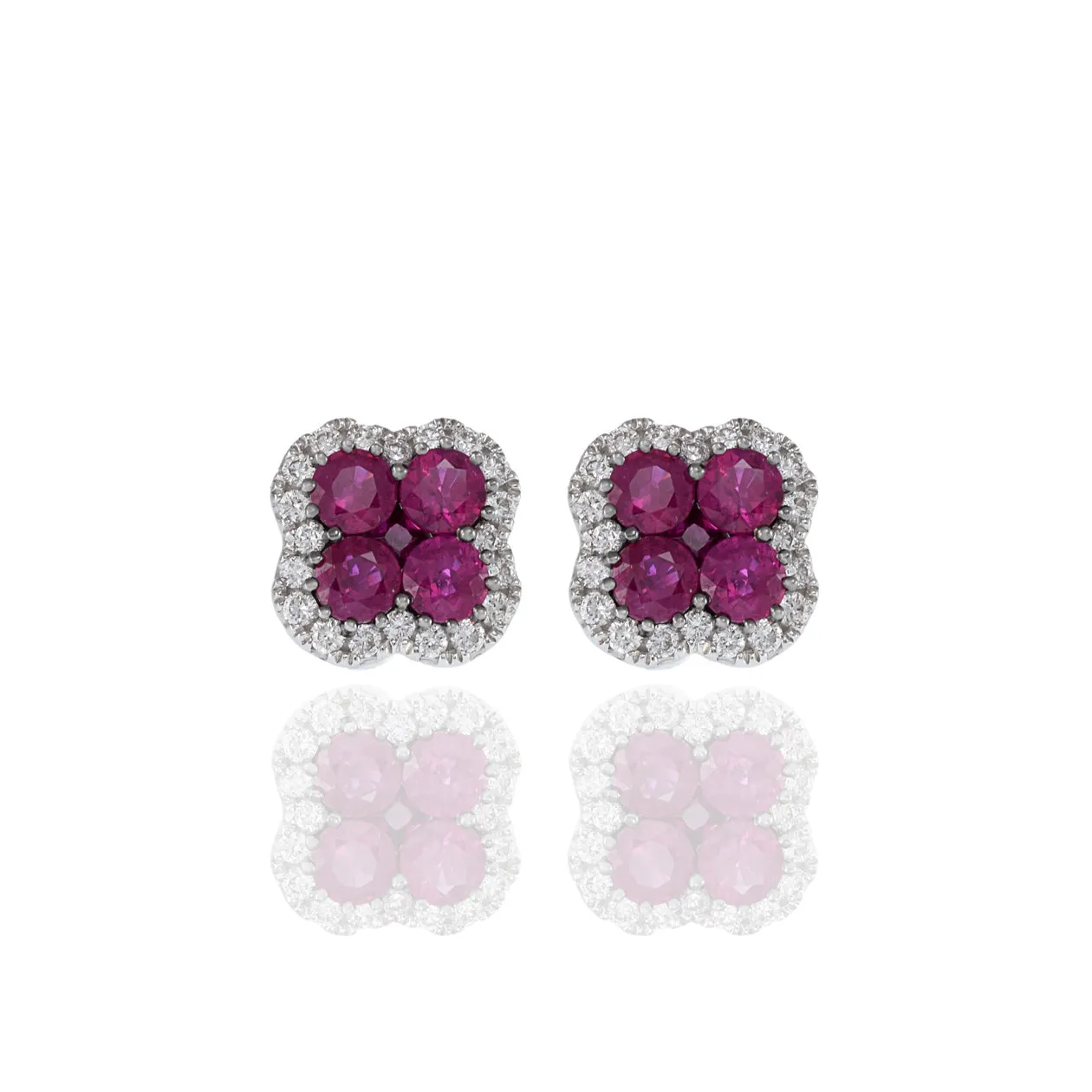 18KT White Gold Ruby And Diamond Earrings