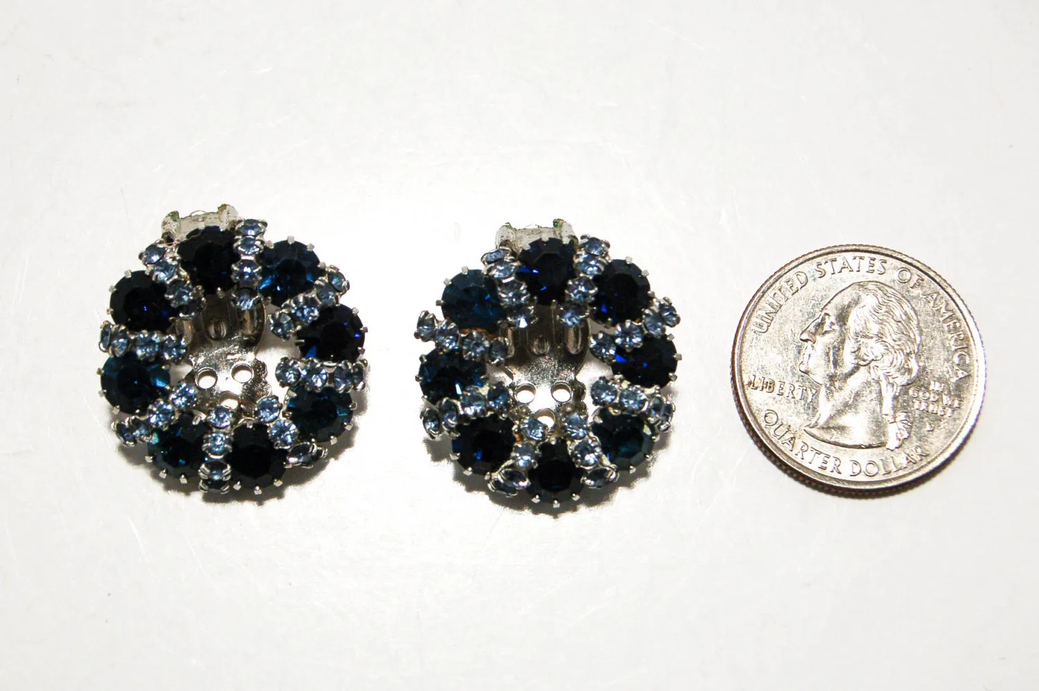 1950's Sapphire Blue Rhinestone Earrings by Weiss