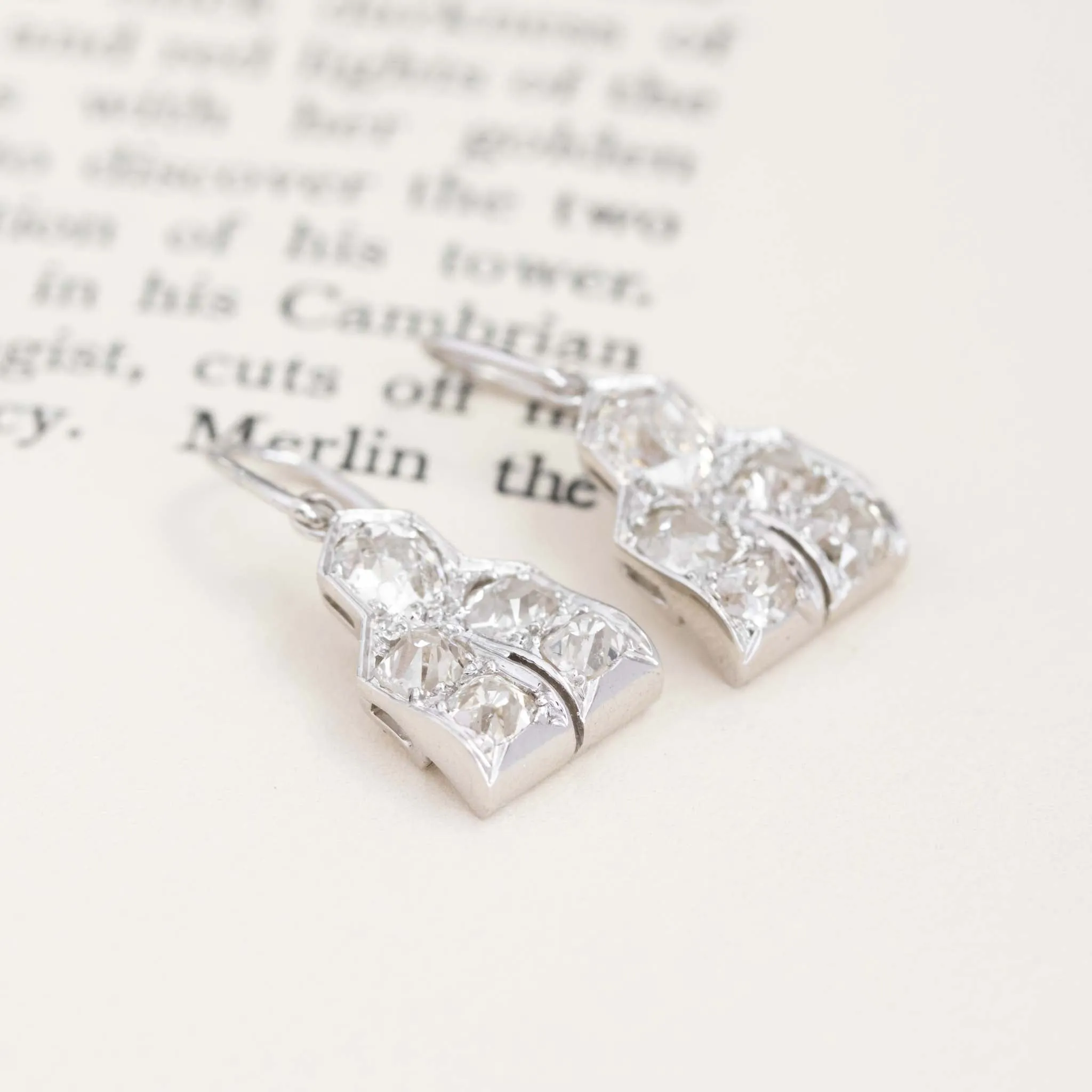 1.95ctw Old Mine Cut Diamond Conversion Dangle Earrings