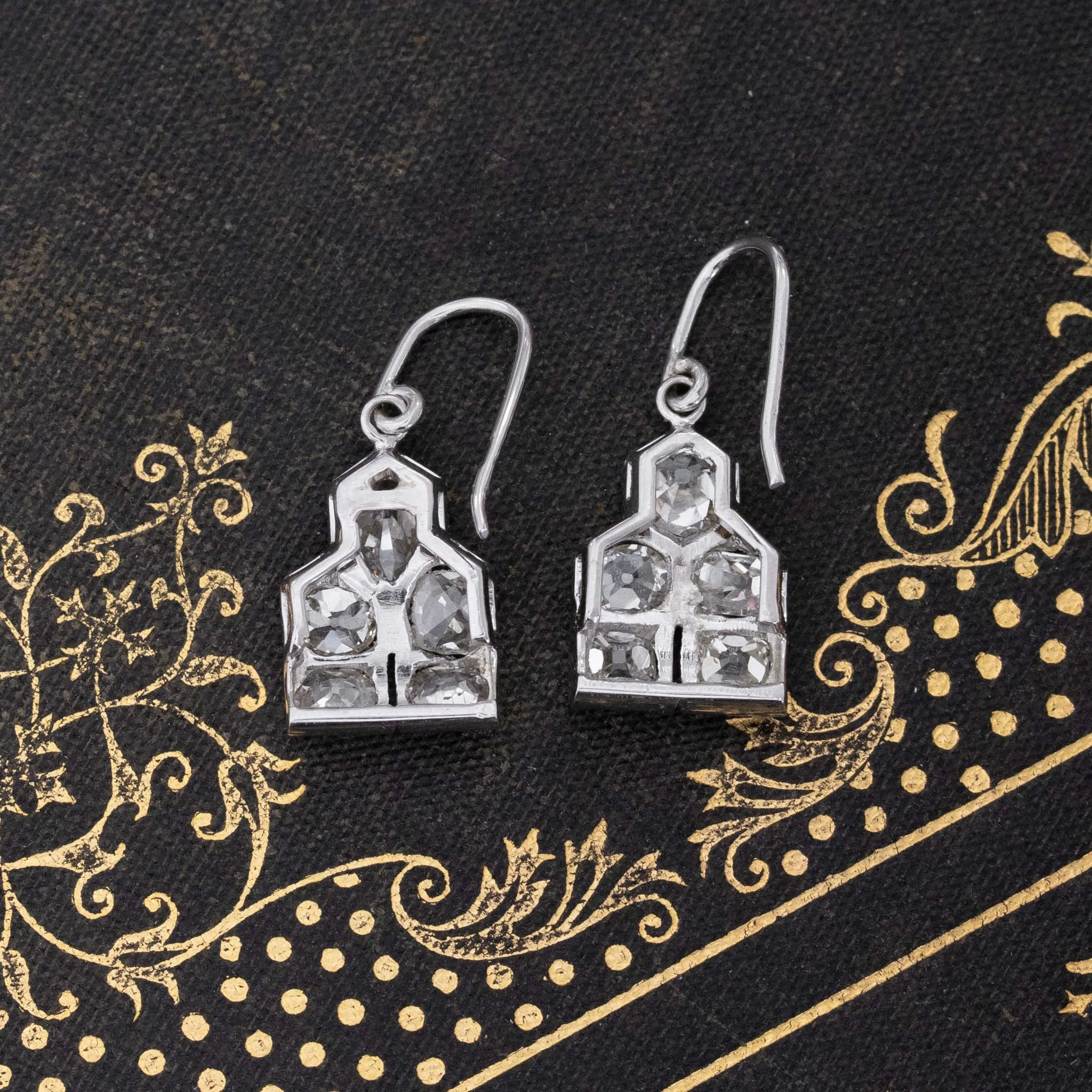 1.95ctw Old Mine Cut Diamond Conversion Dangle Earrings