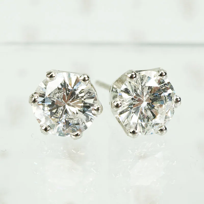 2 Carat Diamond Platinum Stud Earrings