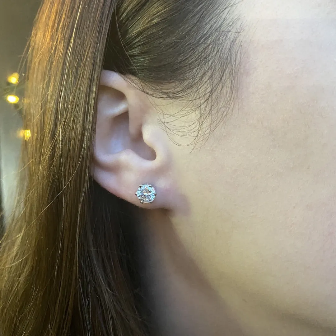 2 Carat Diamond Platinum Stud Earrings