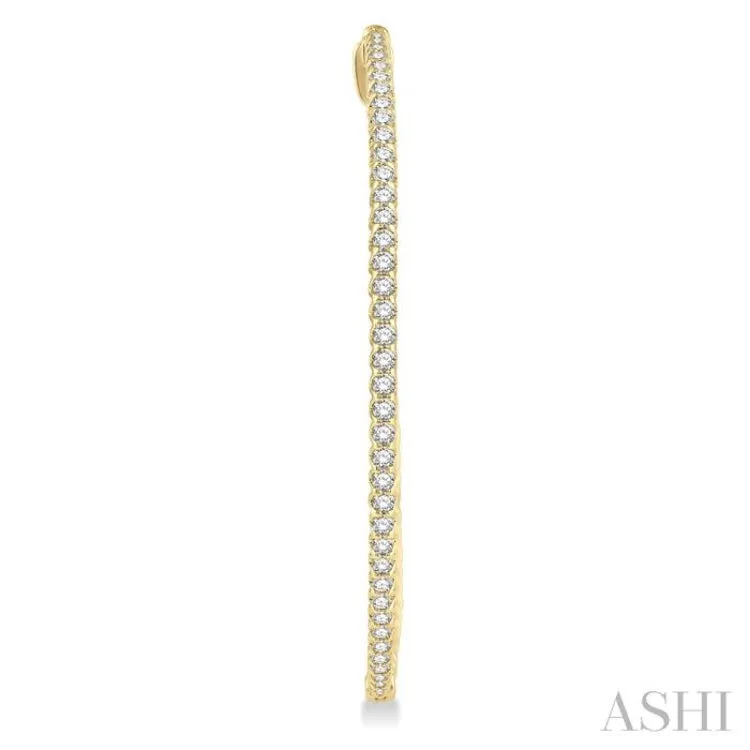 2 ctw Inside-Out Round Cut Diamond 2-Inch Hoop Earrings in 14K Yellow Gold